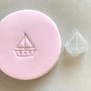 Mini cookie stamp creating toy boat fondant decoration