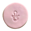 fondant cookie with baby shower dummy pacifier stamp design