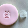 Birthday cake stamp design on decorated fondant cookie