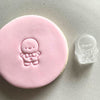 mini Merry Christmas gingerbread man cookie stamp with fondant decoration