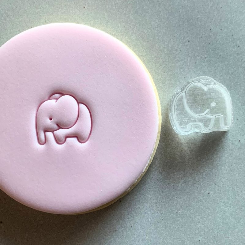 Mini Elephant Cookie Stamp used to create decorated fondant cookie