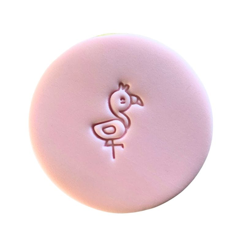 Mini Flamingo Cookie Stamp creating adorable fondant decoration.