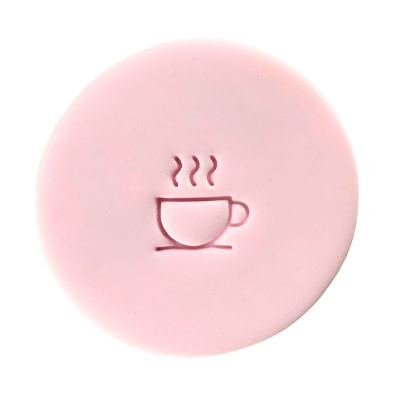 Mini Hot Cup Stamp creating fun fondant cookie design