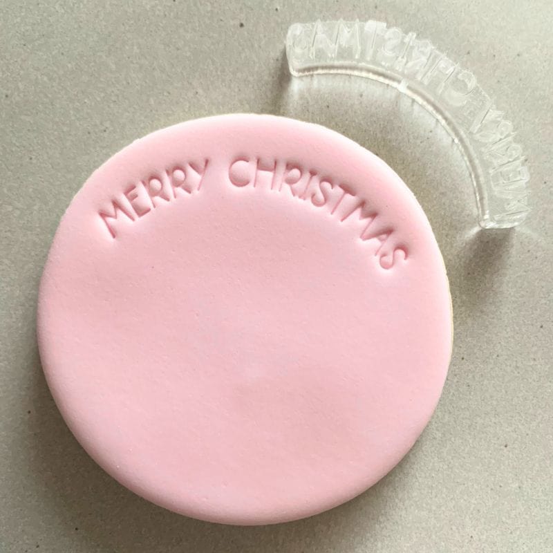 mini Merry Christmas top curve cookie stamp with fondant decoration