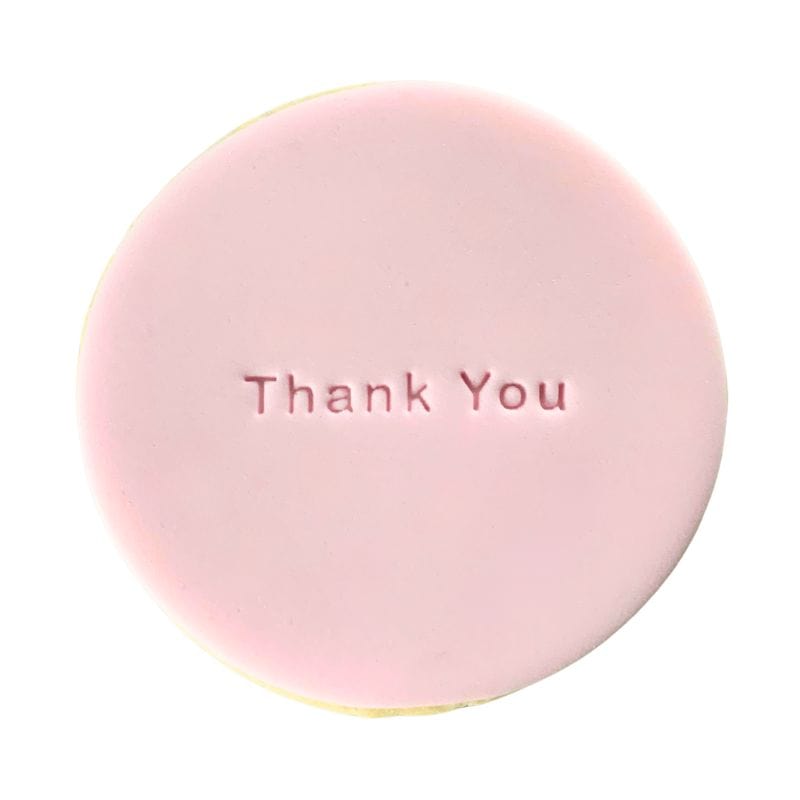 Mini One-Line Thank You Stamp creating heartfelt fondant cookie design
