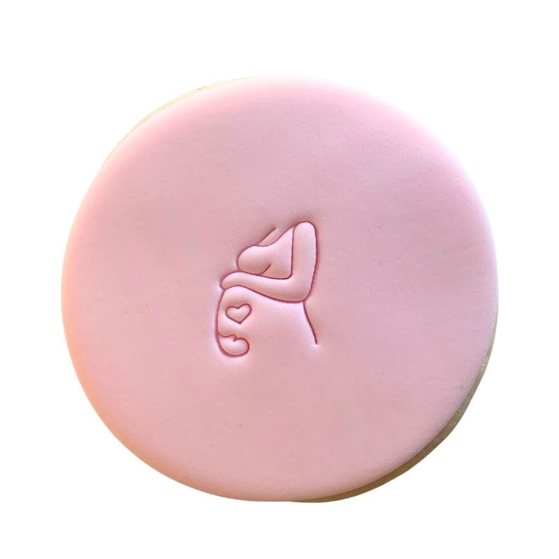 Mini Pregnant Belly Stamp creating fun fondant cookie design