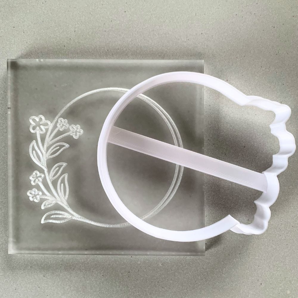 Spring Flower Floral Frame Cookie Cutter - Matches Stamp Design for Perfectly Sized Cookies